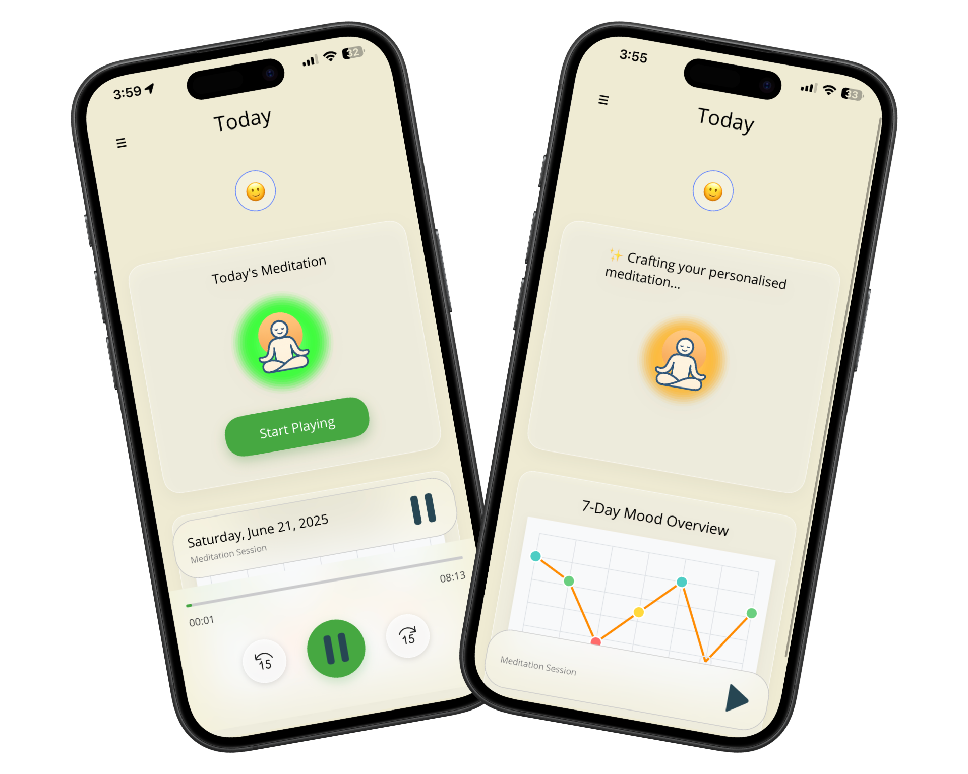 Lucen app meditation and tracking interface