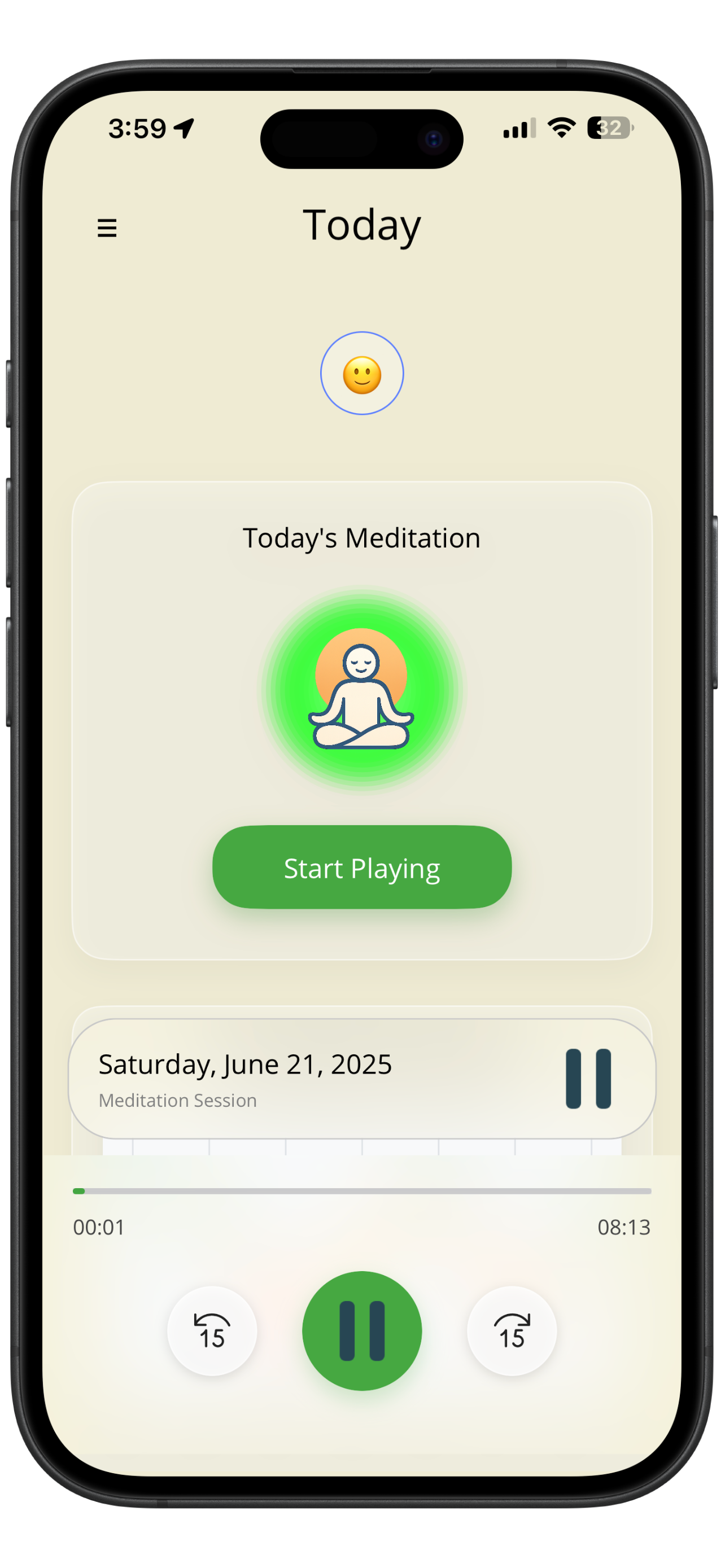 Lucen app main interface showing mood tracking